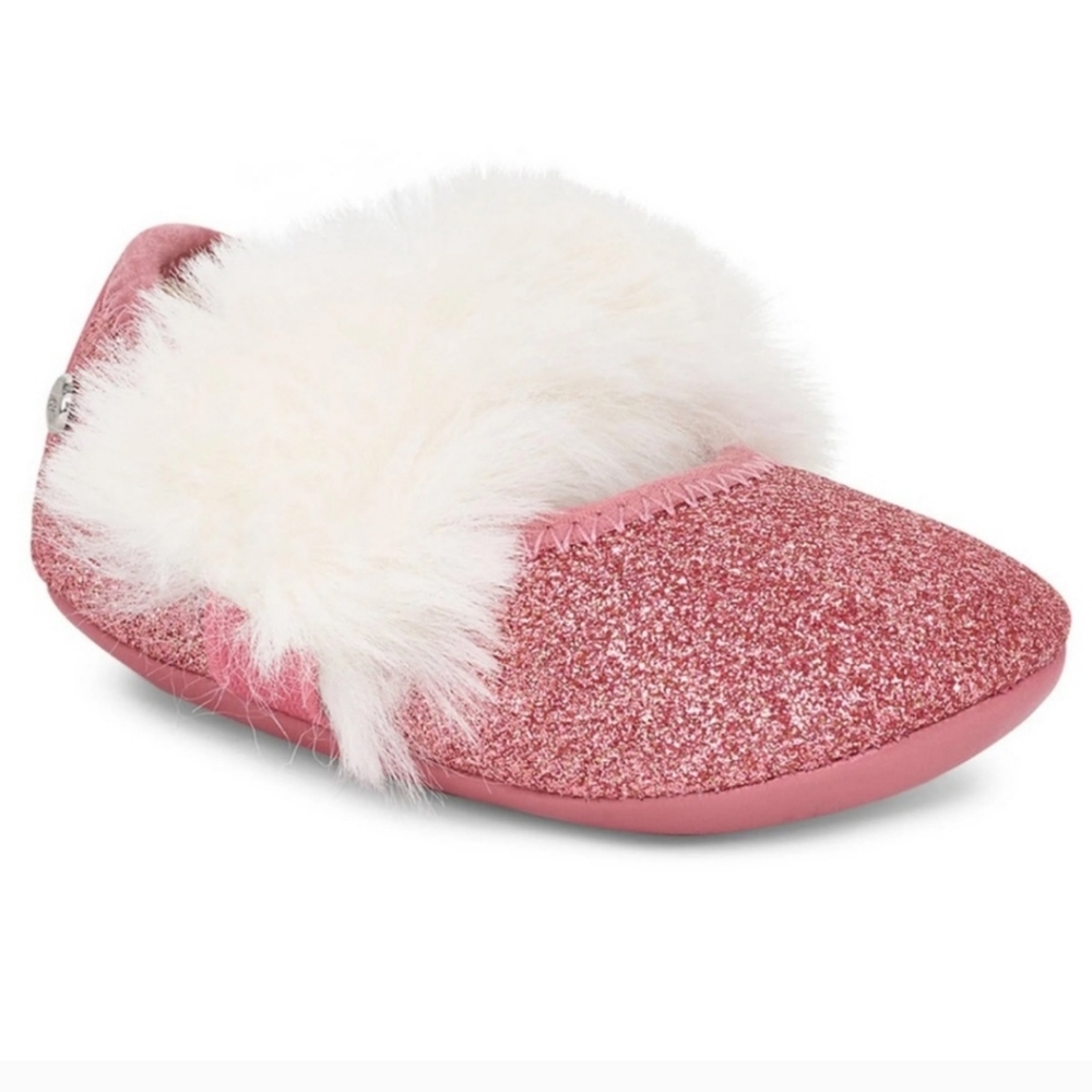 New UGG Infant Babygirl Kids Fluff Pib<Glitter Ballet Flat Size 0/1 0-6 months